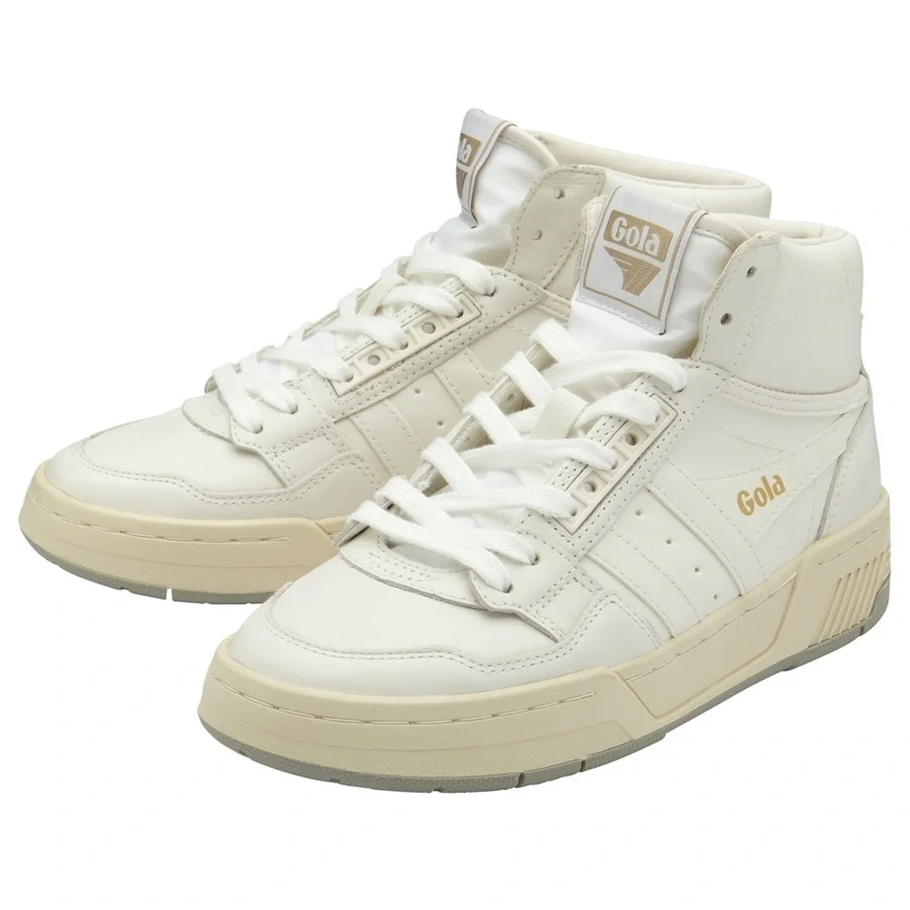NIB Gola Challenge High Sneakers White Leather Hi Top Retro 80s Style Sz 6.5